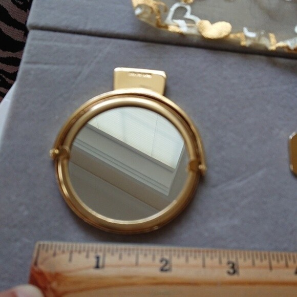 Judith Lieber Italy Designer mini Comb & mirror set goldplated - Picture 5 of 8